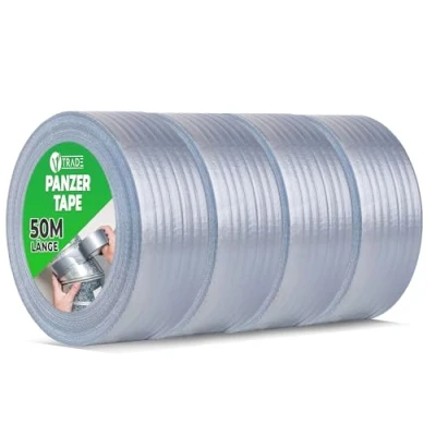 Abbildung von V1 TRADE Panzertape Wasserfest 48 mm x 50 m 4 Silber Gewebeband Panzerband Extra Stark Gewebeklebeband Duct Tape Wasserdichtes Klebeband Panzer Band