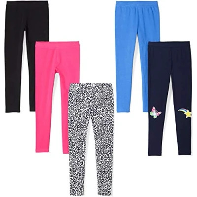 Abbildung von Amazon Essentials Mädchen Leggings, 5er Pack, Blau/Marineblau/Rosa/Schwarz/Weiß Herzen, 5 Jahre
