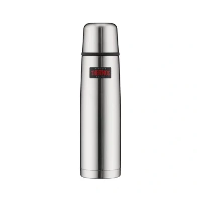Abbildung von THERMOS LIGHT &amp; COMPACT BEVERAGE BOTTLE 1l, stainless steel mat, Thermosflasche Edelstahl, Isolierflasche rot mit Trinkbecher, 12 h heiß / 24 kalt, spülmaschinenfest, absolut dicht, BPA frei