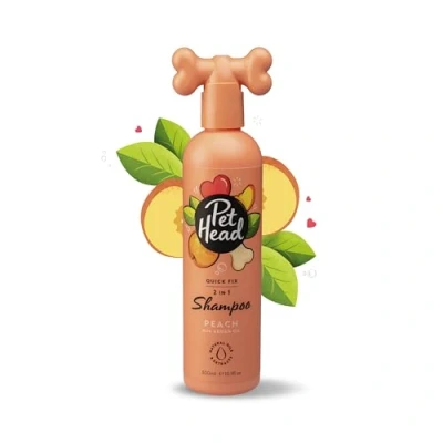 Abbildung von PET HEAD Shampoo und Conditioner für Hunde 300 ml, Quick Fix, Pfirsichduft, Pflegt beruhigt das Fell Ihres Hundes, Hypoallergen, pH neutral, Vegan &amp; tierversuchsfrei, Sanfte Formel Welpen