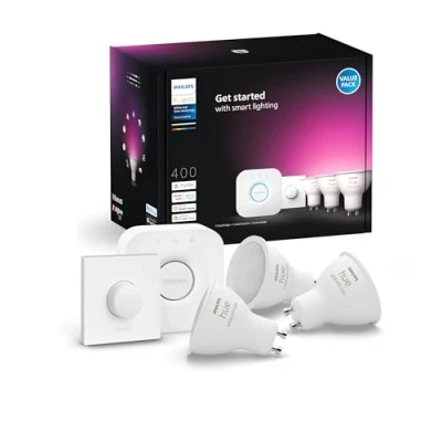 Abbildung von Philips Hue GU10 smarte Lampe, weißes und farbiges Licht, 2er Pack, Bluetooth kompatibel, Sprachsteuerung mit Alexa, Apple Home Google Assistant