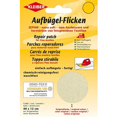 Abbildung von Kleiber + Co.GmbH Aufbügel Flicken Zephir, Creme, ca. 40 cm x 12