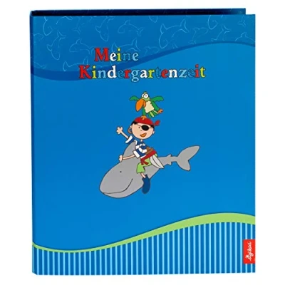 Abbildung von goldbuch 35446 Kindergarten Sammelordner Sammy Samoa im Format DIN A4, Aktenornder aus Kunstdruck mit UV Lack, Ordner Hebelmechanik, Hefter 4 bedruckten Trennblättern, Pirat, Junge, Blau