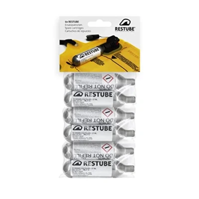 Abbildung von Restube 6X CO2 Kapseln für Schwimmboje Aufblasbar und Notfall (6er Set), Ersatzkartuschen wasserdicht, 16g Zylinder x6