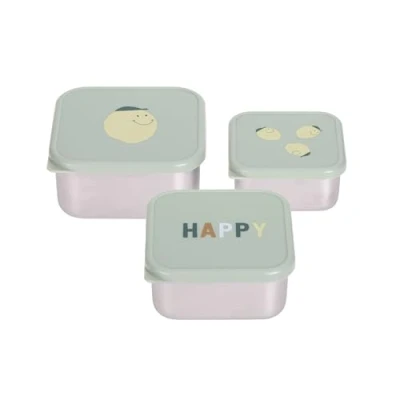 Abbildung von LÄSSIG Snackbox Kinder 3er Set Edelstahl Brotdose/Snackbox Stainless Steel Happy Fruits Lemon