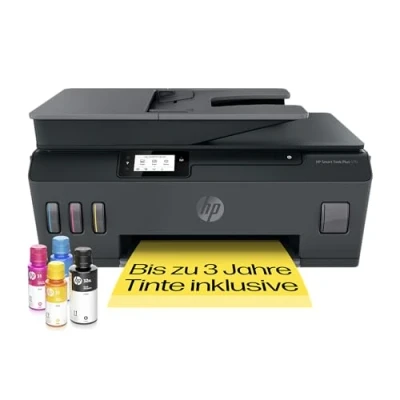 Abbildung von HP Smart Tank Plus 570 3 in 1 Multifunktionsdrucker (WLAN; ADF; Touchscreen) Jahre Tinte inklusive, Garantie, großer Tintentank, hohe Reichweite, Drucken hoher Qualität