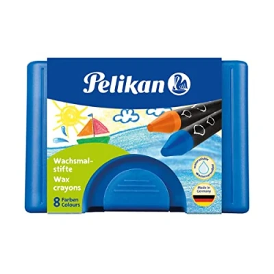 Abbildung von Pelikan 722959 Wachsmaler rund 666 / 8 wasservermalbar, wasserlöslich, im blauen Kunststoffetui
