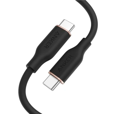 Abbildung von Anker Powerline III Flow, USB C auf Kabel 240W, Typ 90cm, Kompatibel mit iPhone 16/15 Serie, MacBook Pro/Air, iPad Galaxy S24, Pixel, Switch, LG (USB 2.0, Nachtschwarz)