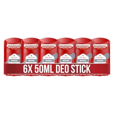 Abbildung von Old Spice Original Deo Stick für Männer, 6x50ml, 48H Frische, langanhaltender Duft in Parfümqualität, 0% Aluminiumsalze, keine Flecken auf Schwarz &amp; Weiss, hergestellt aus 50% recyceltem Plastik