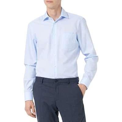 Abbildung von Seidensticker Herren Business Hemd Regular Fit Bügelfrei Kent Kragen Langarm 100% Baumwolle