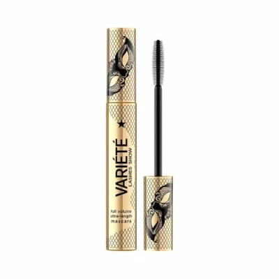 Abbildung von Eveline Cosmetics Variete Lang anhaltende volumengebende Mascara mit präziser Silikonbürste, Intensiv Schwarz