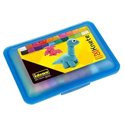 Abbildung von Idena 68125 Knetebox mit 20 Stangen bunter Knete, in blauer Aufbewahrungsbox, lustiger Knetspaß für Kinder