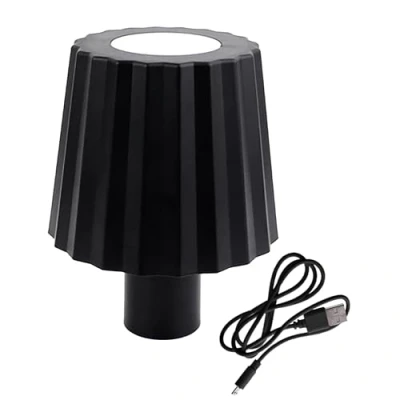 Abbildung von Akku Touch Flaschenleuchte geriffelt 14 x 10 cm schwarz Flaschenlicht warm und kalt weiß zum Aufstecken Deko Flaschen Lampe Tischleuchte dimmbar wiederaufladbar für den Innenbereich