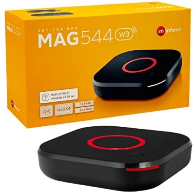 Abbildung von MAG 544w3 Original Infomir &amp; hb digital 4K Set Top Box Multimedia Player Internet TV Receiver UHD 60FPS 2160p@60 FPS HDMI 2.1 und HEVC Unterstützung USB3.0 4X ARM Cortex A35 + Kabel