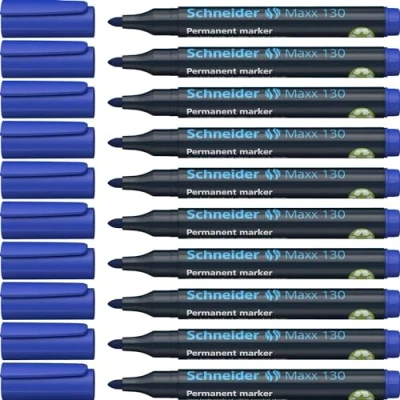 Abbildung von Schneider Maxx 130 Permanent Marker mit Rundspitze (Strichstärke: 1 3 mm, nachfüllbar) 10er Packung blau