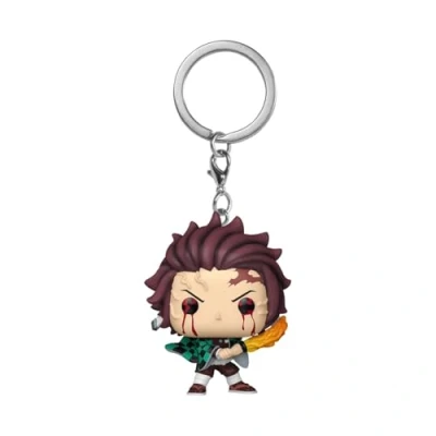 Abbildung von Funko Pop! Keychain: DS Tanjiro Kamado (Sun Breathing) Demon Slayer Neuartiger Schlüsselanhänger Vinyl Minifigur Zum Sammeln Strumpffüller Geschenkidee Offizielle Handelswaren