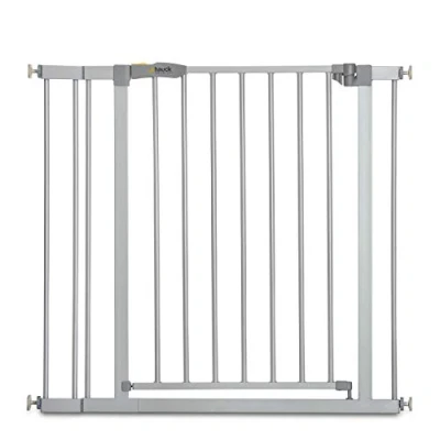 Abbildung von hauck Treppenschutzgitter / Türschutzgitter Stop N Safe 2 mit 9 cm Verlängerung für Breiten 84 89 cm, ohne Bohren, 0 24 Monate, Einhändiges Öffnen, Beidseitig Schwenkbar, Metall (Silver)