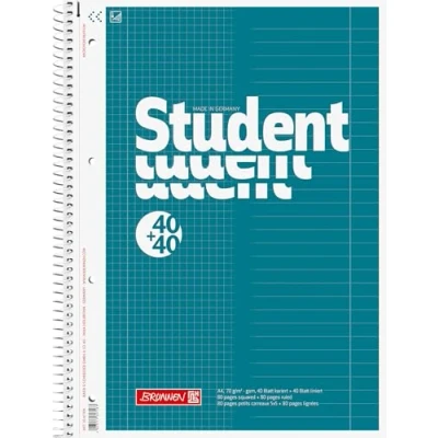 Abbildung von Brunnen 1067974 Notizblock / Collegeblock Student Duo (A4 liniert (Lineatur 27, Lineatur 28) 70 g/m² 40 Blatt liniert, kariert)
