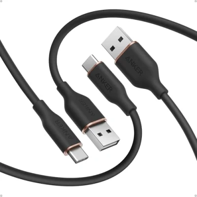 Abbildung von Anker Flow USB C Kabel, [2 Stück 1,8m] Ladekabel C, auf Kabel für Samsung Galaxy S24 S23 S22 Ultra Note 20 iPhone 16 15 14 Pro Max Huawei, LG V30, Smartphone (Kabelbinder inklusive)