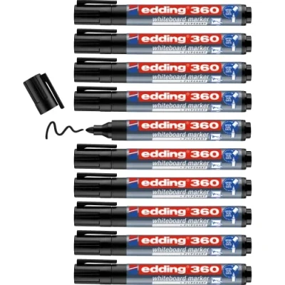 Abbildung von edding 360 Whiteboardmarker schwarz 1 Whiteboard Stift Rundspitze 1,5 3 mm Boardmarker abwischbar für Whiteboard, Flipchart, Magnettafel, Pinnwand, Memoboard Sketchnotes nachfüllbar