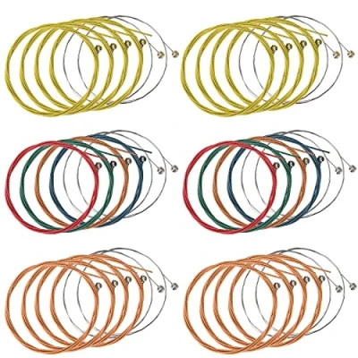 Abbildung von 6 Sets Akustisch Guitar Saiten Akustikgitarren Ersatzstahlsaite für Akustik Gitarre (2 Messing, 2 Kupfer und Mehrfarbig)