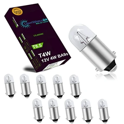 Abbildung von LIGHTWORLD24 10x T4W BA9s Standlicht Lampe Autolampe 12V 4W Birnen Auto Innenraumbeleuchtung Innenbeleuchtung Signallampe
