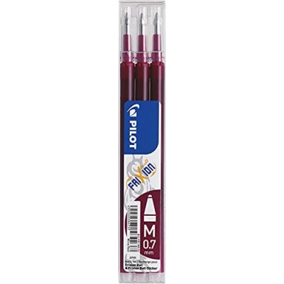 Abbildung von Pilot Pen 2261022F Ersatzminen Tintenroller Frixion Ball, Stärke 0,7 mm, dunkelrot, radierbar, 3 Stück