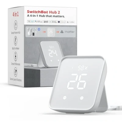 Abbildung von SwitchBot Hub 2, WLAN Thermometer Hygrometer, Smart IR Fernbedienung, Klimaanlagensteuerung, verbindet mit (unterstützt 2,4 GHz), kompatibel Alexa, Google Assistant, Siri, Matter