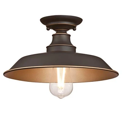 Abbildung von 6370340 Einflammige Leuchte Iron Hill, 30 cm, zur Deckenmontage von Westinghouse Lighting für Innenbereiche, Ausführung in geölter Bronze mit Akzenten, Geölte