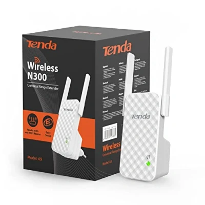 Abbildung von Tenda WLAN Repeater Verstärker WiFi Repeater(N300 2,4GHz:300 MBit/s), 2 * 3dBi Externe Antennen, LED Anzeige, WPA/WPA2, kompatibel mit Allen Routern, Weiß(A9)