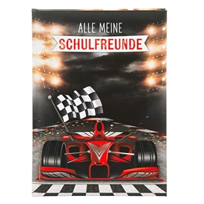 Abbildung von goldbuch 43 089 Racing Champion Freundebuch, Alle meine Schulfreunde, Buch mit Rennwagen Motiv, Poesiealbum für die Schulzeit, 84 illustrierte Seiten zum Eintragen, Mehrfarbig, Maße 15 x 21 1,5 cm