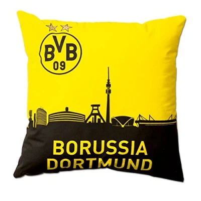 Abbildung von Borussia Dortmund Polyester , Dortmund, Kissen mit Skyline, Schwarz / Gelb, 40x40cm, 1 Stück (1er Pack)