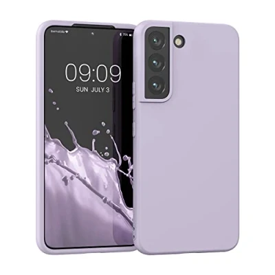 Abbildung von kwmobile Hülle kompatibel mit Samsung Galaxy S22 weiches TPU Silikon Case Cover geeignet für kabelloses Laden Lavendel