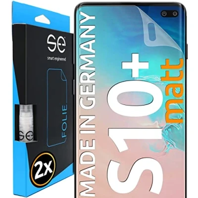 Abbildung von S.E für Samsung Galaxy S10 Plus Folie, matt entspiegelt, 2X Full Screen, Positionierhilfe, Schutzfolie, Matte Displayfolie, Schutzfolie aus Deutschland
