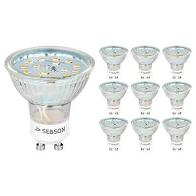 Abbildung von SEBSON® LED Lampe GU10 5W warmweiß 3000k, ersetzt 35W, 420lm, Ra97, 230V Leuchtmittel, Einbaustrahler flimmerfrei, 10er Pack