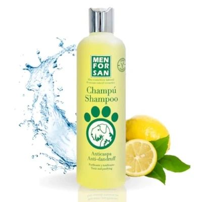 Abbildung von Menforsan Anti Schuppen Shampoo für Hunde Bekämpft und Hautschuppung Zitrone Weiches glänzendes Fell Reinigende tonisierende Wirkung 300 ml