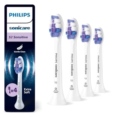 Abbildung von Philips Sonicare S2 Sensitive, Original Ersatzbürstenköpfe, Weiß, 4er Pack, HX6054/87