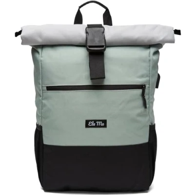 Abbildung von Ela Mo Rucksack Damen Daypack schön u. durchdacht Laptop Rucksäcke für Frauen Anti Diebstahl Tasche Schule, Uni, Business (Mintgrey)
