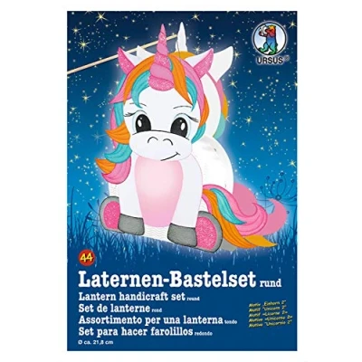 Abbildung von Ursus 18700044 Laternen Bastelset, Einhorn, ca. 21,8 x 21 10,3 cm, Durchmesser inklusive Vorlagebogen mit Bastelanleitung, zum Selbstgestalten, ideal für den nächsten Laternenlauf