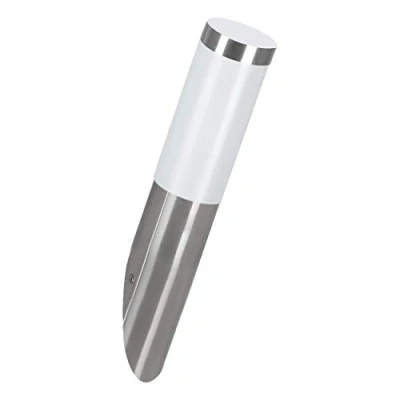 Abbildung von EGLO LED Außen Wandlampe Helsinki, 1 flammige Außenleuchte, Wandleuchte aus Edelstahl in Silber und Kunststoff Weiß, E27 Fassung, IP44