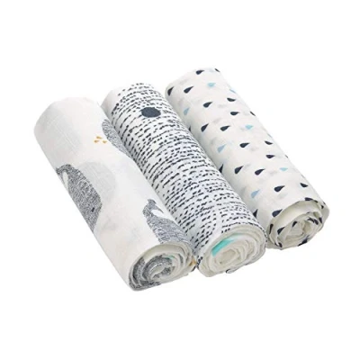 Abbildung von LÄSSIG Baby Mulltuch Spucktuch Puckdecke 3er Set Baumwolle 80 x cm/ Heavenly soft Swaddle L Little Water Whale