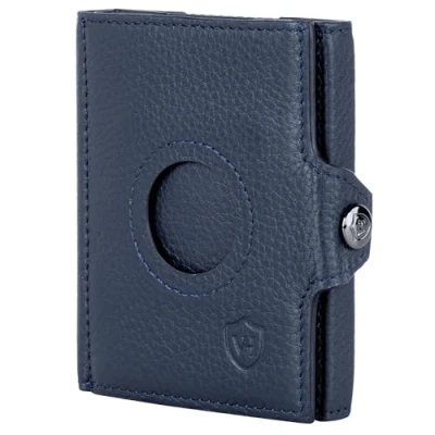 Abbildung von VON HEESEN Airtag Slim Wallet mit RFID Schutz Portmonee Herren klein aus echtem Leder Mini Geldbörse Kreditkartenetui Kartenetui Portemonnaie Geldbeutel (Blau)