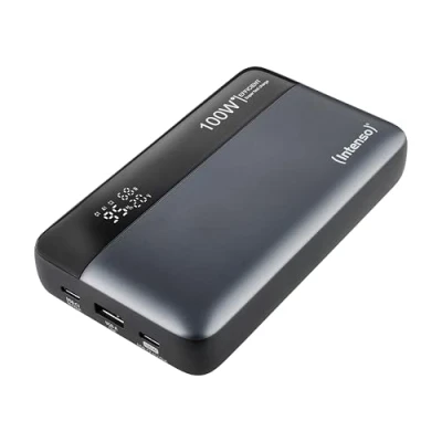 Abbildung von Intenso Powerbank HE20000, externer Akku mit Power Delivery (100W) &amp; USB C zu Ladekabel, 20000mAh, Grau Schwarz
