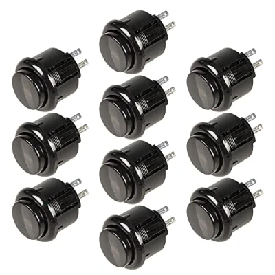 Abbildung von EG STARTS 10x 24mm Taster Eingebauter Mikroschalter Ersetzen für Sanwa OBSF 24 Arcade Joystick Mame Jamma Games Schwarz Farben