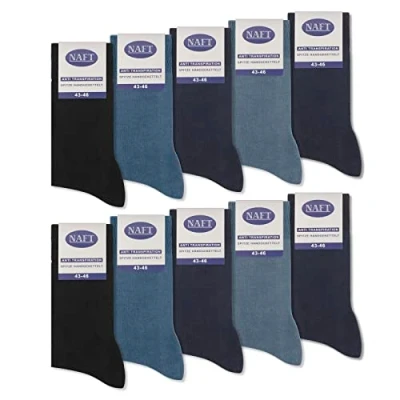 Abbildung von 10 Paar Socken 100% Baumwolle Herren Komfortbund ohne Naht 10600 WP (Schwarz Navy Jeans 47 50)