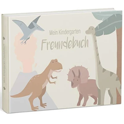 Abbildung von mintkind® „Meine Freunde“ Freundebuch Dino für Junge und Mädchen Freundschaftsbuch Kindergarten, zum Ausfüllen Kindergartenfreunde