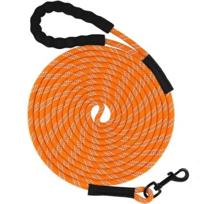 Abbildung von Taglory Schleppleine 10m für Hunde Reflektierendes Seil Gepolsterter Griff 8mm Orange