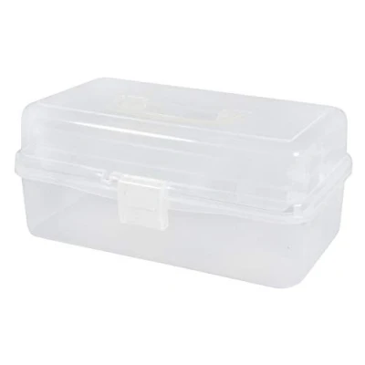 Abbildung von Rayher Aufbewahrungsbox / Sortierbox Kunststoff Werkzeugkiste mit Tragegriff, 3 Ebenen, 31 x 17 15 cm, zum Sortieren und Ordnen von Kleinteile, Organizer Box, Aufbewahrungskoffer Clip, Transparent, 39573000