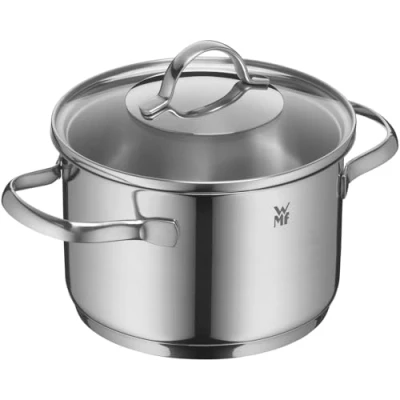 Abbildung von WMF Provence Plus Kochtopf klein 16cm, Glasdeckel, Fleischtopf Induktion 2l, Cromargan Edelstahl poliert, unbeschichtet, backofengeeignet