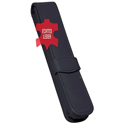 Abbildung von ONLINE Lederetui Schwarz für einen Stift, Kugelschreiber Etui, Schreibgeräte aller Marken, Echtleder, verschiedene Farben, Geschenkidee Füller Leder Maße: (LxBxH) 14,5 x 2,5 cm
